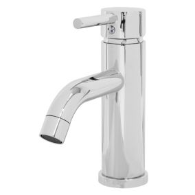 Robinet de Salle de Bain Petit, 85mm Bec Haut, Chrome, en Laiton, Rond