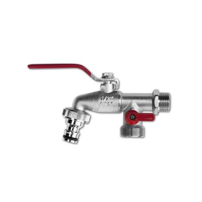 Robinet double 1/4 de tour fileté 1/2 ", GZ 2x1" + raccord rapide standard