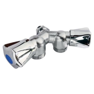 Robinet double de machine à laver - Diamètre : 1/2'' - 3/4'' - Sanitaire-distribution