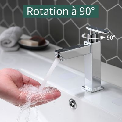 Robinet Eau Froide pour Lave-Mains Robinet Salle de Bain Chromé Poignée Simple Mitigeur Robinet Lavabo