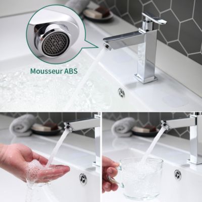 Robinet Eau Froide pour Lave-Mains Robinet Salle de Bain Chromé Poignée Simple Mitigeur Robinet Lavabo