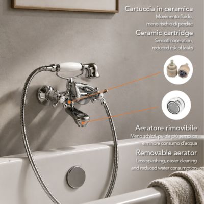 Robinet Extérieur De Baignoire Ancien Vintage Avec Boutons En Croix Chromés - Narciso
