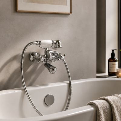 Robinet Extérieur De Baignoire Ancien Vintage Avec Boutons En Croix Chromés - Narciso