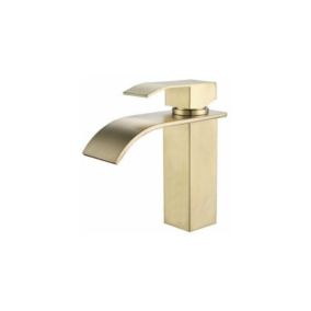 Robinet Lavabo Cascade  - Moderne - Mitigeur pour Salle de Bain - Eau Chaude et Froide Réglable - Doré
