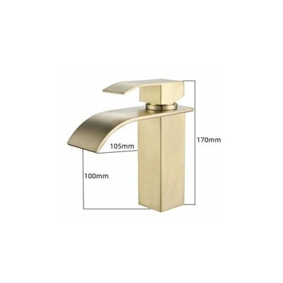 Robinet Lavabo Cascade  - Moderne - Mitigeur pour Salle de Bain - Eau Chaude et Froide Réglable - Doré