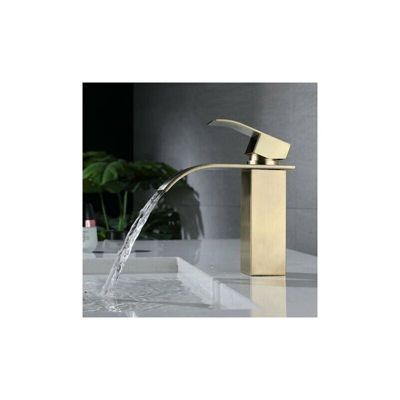 Robinet Lavabo Cascade  - Moderne - Mitigeur pour Salle de Bain - Eau Chaude et Froide Réglable - Doré