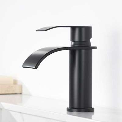 Robinet Lavabo Cascade Noir en Acier Inoxydable 304, Mitigeur Eau Chaude Froide, Poignée Unique