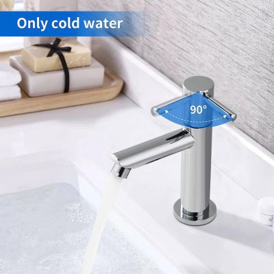 Robinet Lavabo Eau Froide Robinet Salle de Bain Chromé Robinetterie pour Lave-Mains en Laiton Haute de Qualité