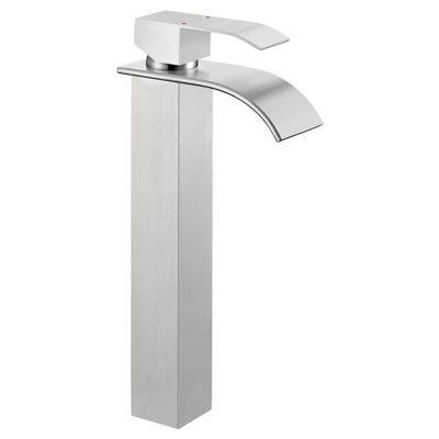 Robinet Lavabo Haut Cascade en Acier Inoxydable 304 Brossé, Mitigeur Eau Chaude Froide, Poignée Unique