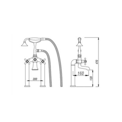Robinet mélangeur bain-douche rétro Doré - Maddalena