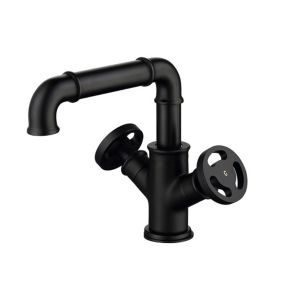 Robinet mélangeur lavabo style industriel Noir - Gemma