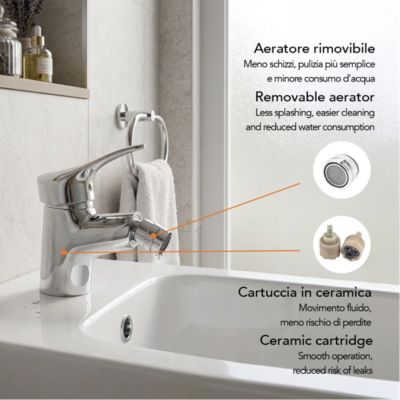 Robinet Mélangeur Monocommande Pour Bidet Avec Vidange Et Flexible - Cembra