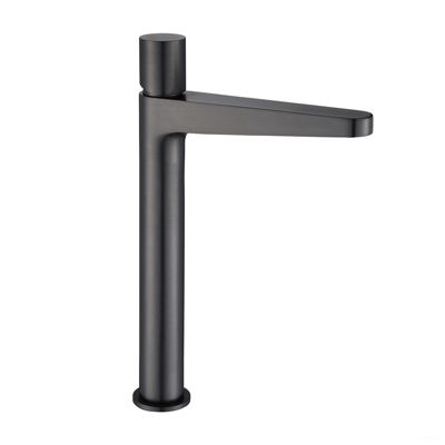 Robinet mélangeur pour évier, lavabo et vasque salle de bain 8214, Bec haut, Gris perle mat