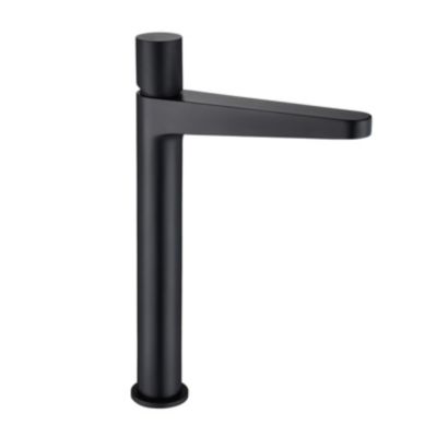 Robinet mélangeur pour évier, lavabo et vasque salle de bain 8214, Bec haut, Noir mat