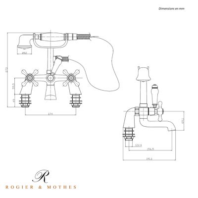 Robinet melangeur baignoire retro sur pieds VICTORIA
