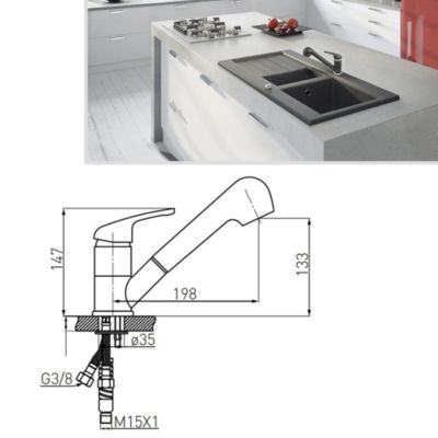 Robinet mitigeur avec douchette extractible FREYA Noir Graphite - SANIVERRE