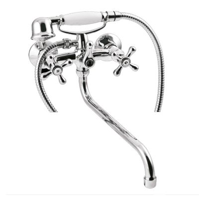 Mitigeur lavabo mural TAORMINA, bec 19 cm et façade laiton, Ritmonio
