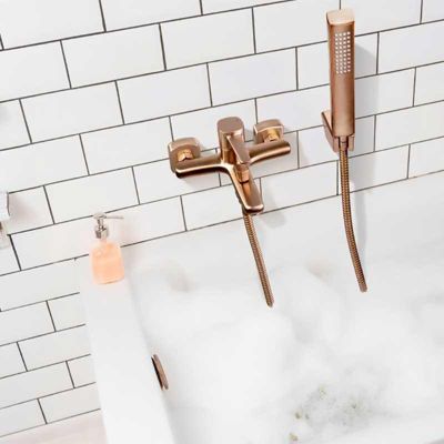 Robinet Mitigeur Baignoire Cuivre Bronze Mural Monocommande Glamour