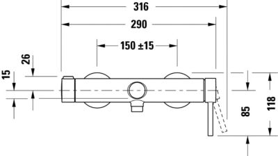 Robinet Mitigeur bain avec inverseur, bec de baignoire à douchette - Apparent - Chrome brillant - 31,6x20,1x11,8 - Circle