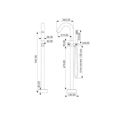 Robinet mitigeur baindouche sur pied PILOS chrome