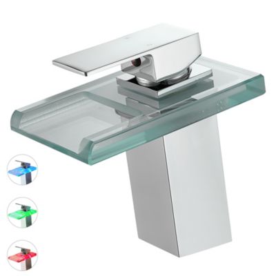 Robinet mitigeur bec cascade à LED lumineuses SOLEO Chrome brillant - SANIVERRE