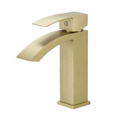 Robinet mitigeur bec cascade LERIO or brossé - Saniverre