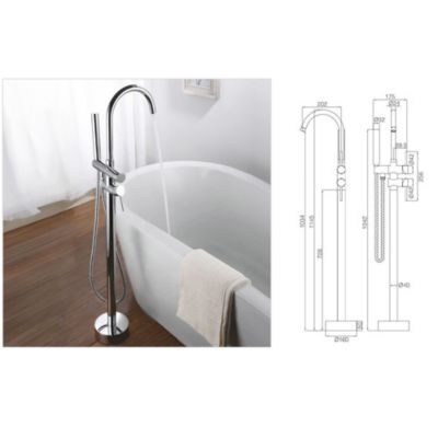 Robinet mitigeur colonne sur pied MATY chrome brillant pour baignoire îlot - Saniverre