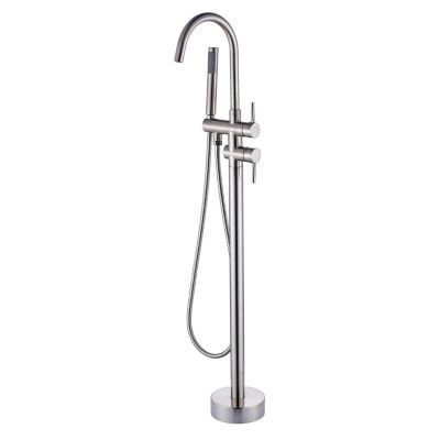 Robinet mitigeur colonne sur pied MATY chrome brossé pour baignoire îlot - Saniverre