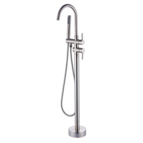 Robinet mitigeur colonne sur pied MATY chrome brossé pour baignoire îlot - Saniverre