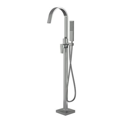 Robinet Mitigeur de baignoire design sur pieds en acier inoxydable et laiton pour salle de bain - H. 111,6cm - NT3311 2.0 - Chrome