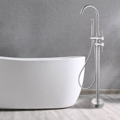 Robinet mitigeur de baignoire sur pied BAGNO acier brossé