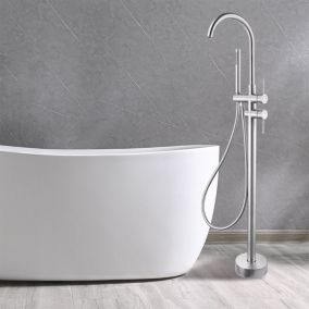 Robinet mitigeur de baignoire sur pied BAGNO acier brossé