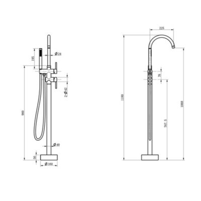 Robinet mitigeur de baignoire sur pied BAGNO noir mat