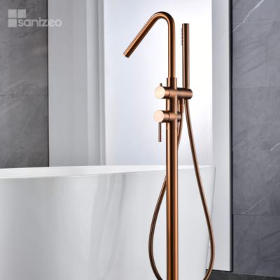 Robinet Mitigeur de Baignoire sur Pied Or Rose Cuivré Brossé CORCEGA BBECO1/ORC