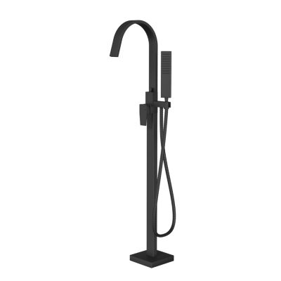 Robinet Mitigeur de baignoire sur pieds en acier inoxydable et laiton pour salle de bain, H. 111,6cm, NT3311 2.0, Noir (mat)