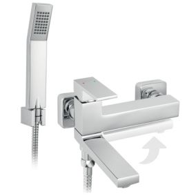 Robinet mitigeur de bain mural, bec pivotant rabattable + douchette incluse ZICCO - SANIVERRE
