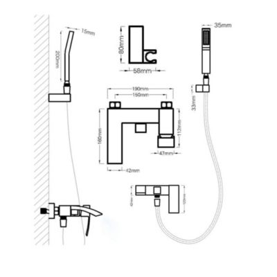 Robinet mitigeur de bain mural Doré brossé - Deneb