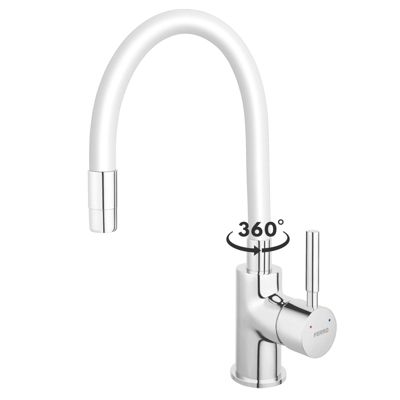 Robinet mitigeur de cuisine bec flexible ZUMBA Blanc - SANIVERRE