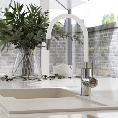 Robinet mitigeur de cuisine bec flexible ZUMBA Blanc - SANIVERRE