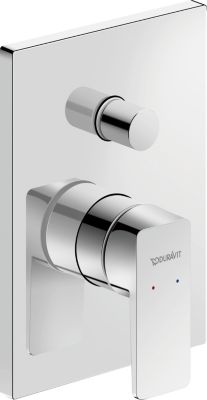 Robinet mitigeur de douche rectangulaire encastrée, chrome + Corps d'encastrement - 2 sorties - 12,5x7,6x17cm - Manhattan