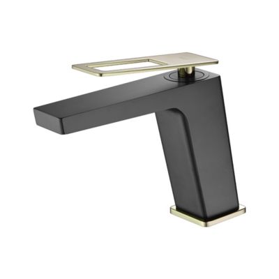 Robinet Mitigeur de Lavabo anti-calcaire Bas Noir Mat et Or Brillant IMEX SUECIA BDC032-1NGOLD