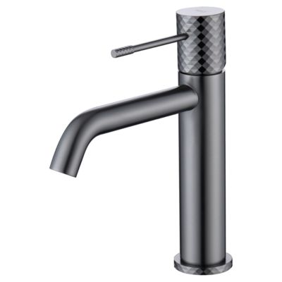 Robinet Mitigeur de Lavabo anti-calcaire Bec Bas Black Gun Métal IMEX GENOVA BDG053-1BGM