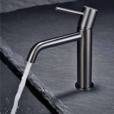 Robinet Mitigeur de Lavabo anti-calcaire Bec Bas Black Gun Métal IMEX MONZA BDM039-1BGM