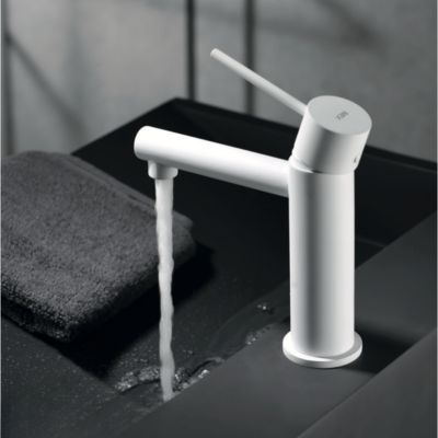 Robinet Mitigeur de Lavabo anti-calcaire Bec Bas Blanc Mat IMEX MILOS STICK BDYS045-1BL