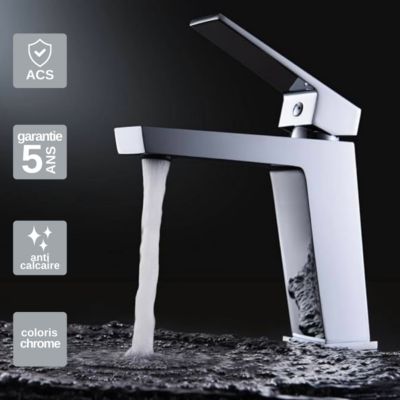 Robinet Mitigeur de Lavabo anti-calcaire Bec Bas Chrome IMEX ART BDAR025-1