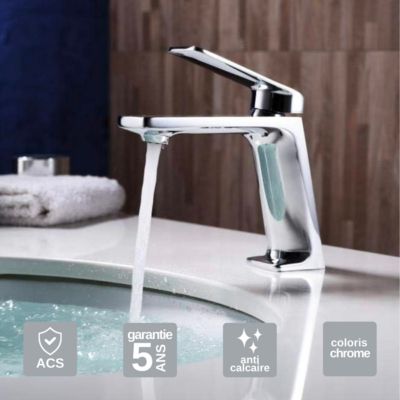 Robinet Mitigeur de Lavabo anti-calcaire Bec Bas Chrome IMEX FIYI BDF016-1