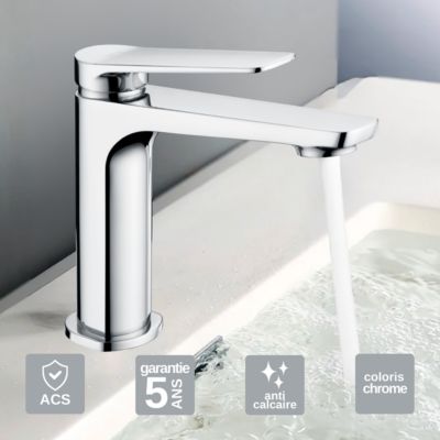 Robinet Mitigeur de Lavabo anti-calcaire Bec Bas Chrome IMEX NAPOLES BDN047-1