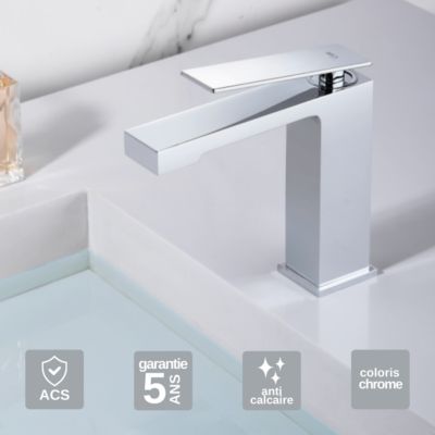 Robinet Mitigeur de Lavabo anti-calcaire Bec Bas Chrome IMEX PISA BDP048-1