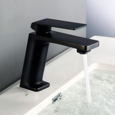 Robinet Mitigeur de Lavabo anti-calcaire Bec Bas Noir Mat IMEX FIYI BDF016-1NG