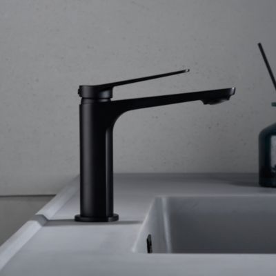 Robinet Mitigeur de Lavabo anti-calcaire Bec Bas Noir Mat IMEX NAPOLES BDN047-1NG